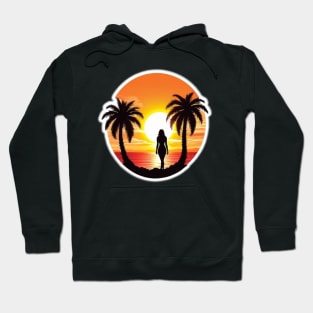 girl with sun, beach and sand Hoodie